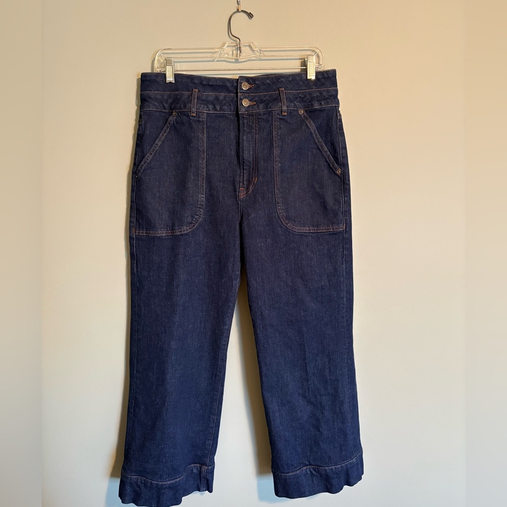 Veronica Beard Hilde Crop Wide Leg Jeans In Indigo View 2